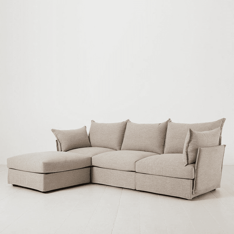 Model 06 Linen 3 Seater Sofa With Chaise, Pumice