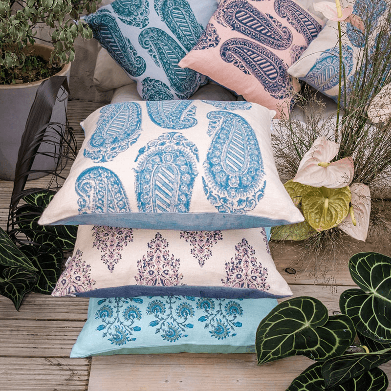 Naira Linen Cushion, 50cm x 50cm, Blue