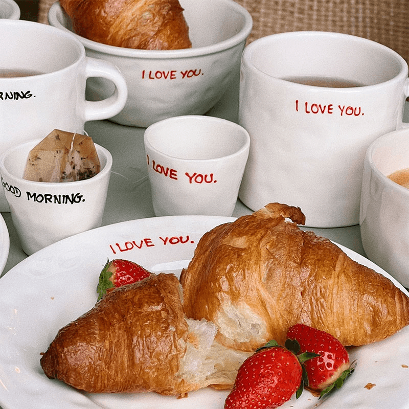 I Love You Breakfast Plate, D22cm, Red