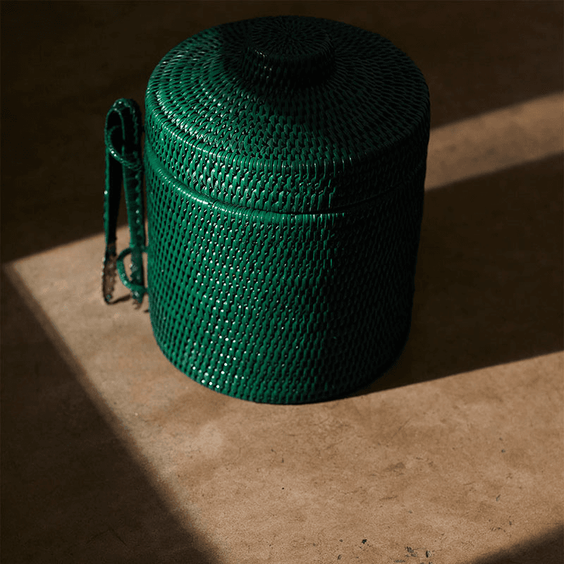Strand Rattan Ice Bucket, H25cm, Dark Green