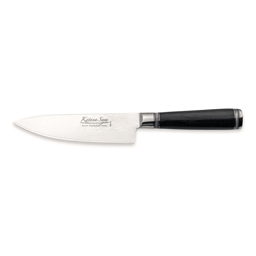 Image showing the Katana Saya Pakkawood Cook's Knife, 15cm Damascus Blade product.
