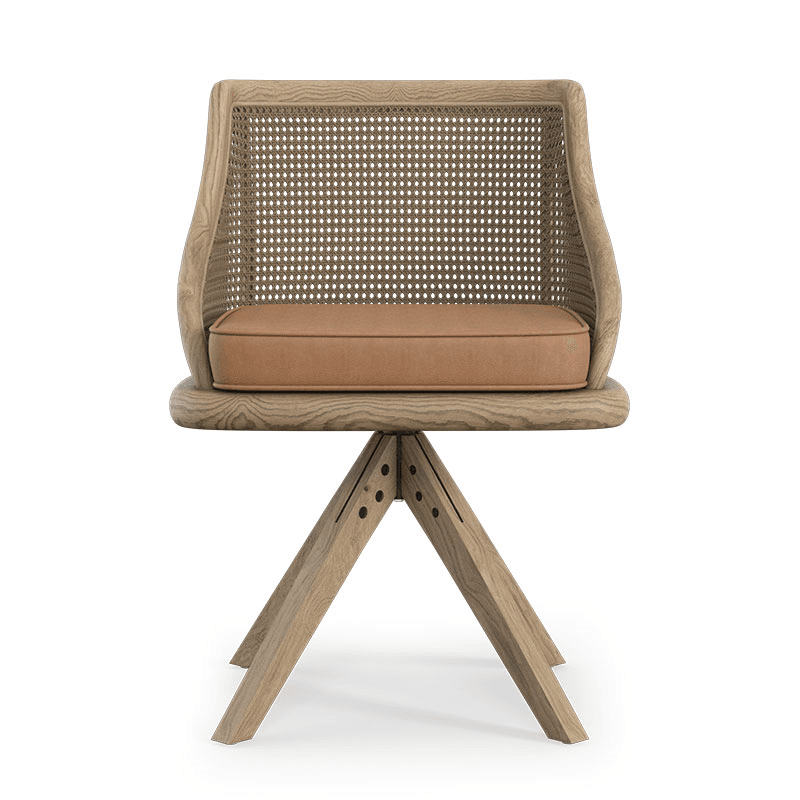 Carlos Cane Swivle Chair, Natural