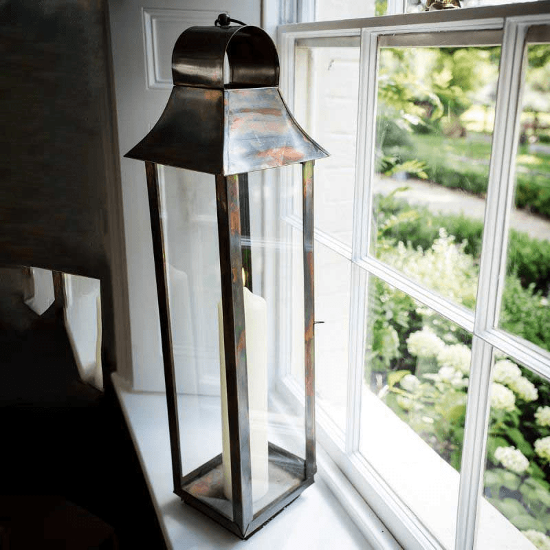 Tonto Lantern, H84cm, Burnished copper/Clear
