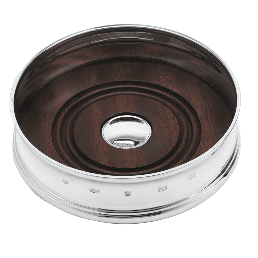 Chateau series straight Bottle coaster, 3.5", Sterling Silver