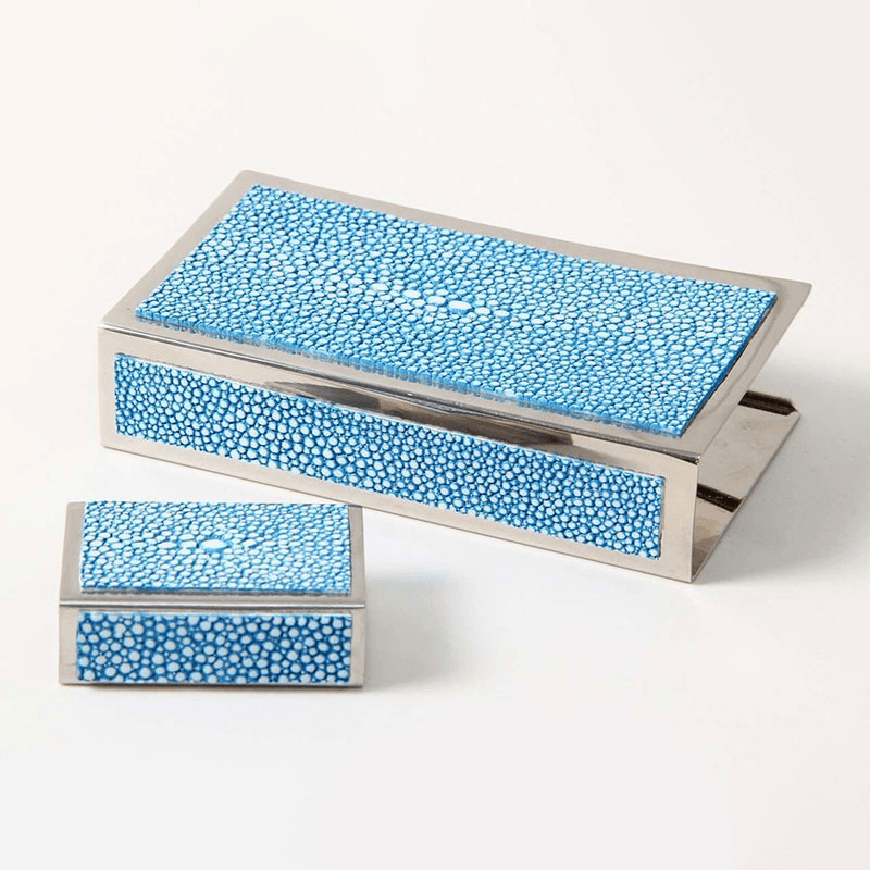 Large Match Box Holder, 13 x 7cm, Duke Blue Shagreen