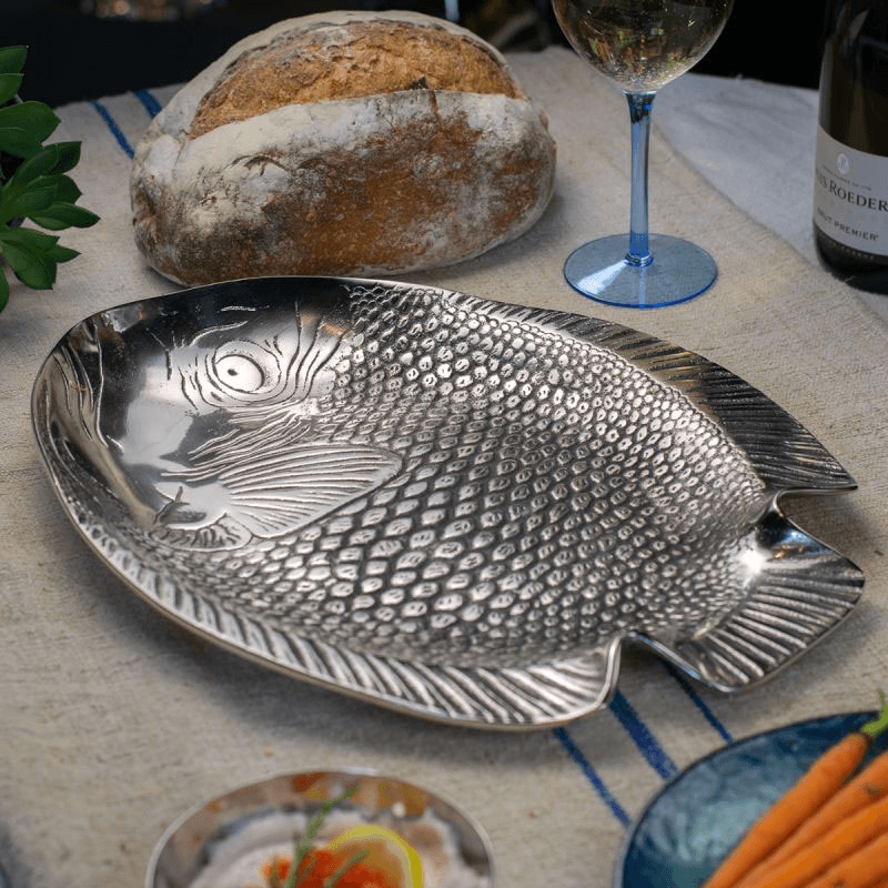 Fish Serving Platter, L38 x W29.5 cm, Silver