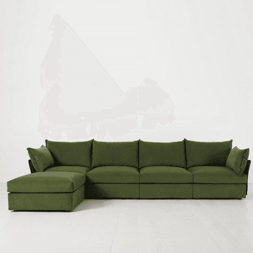 Image showing the Model 06 Velvet 4 Seater Sofa With Chaise, Vine product.