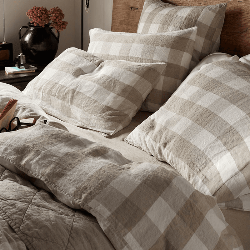 Gracie Gingham Duvet Cover, Double, Natural