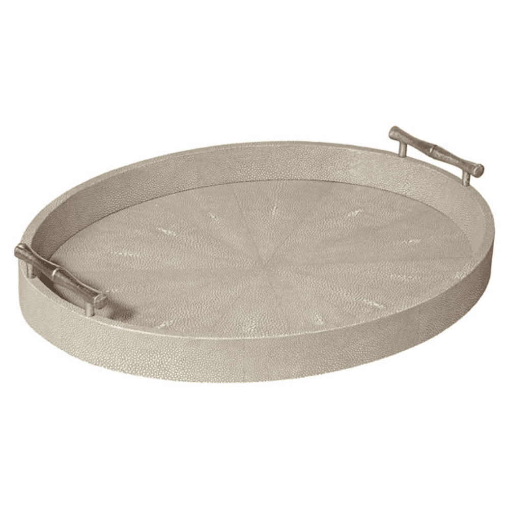 Faux Shagreen Oval Plateau, W48 x D38 x H7cm, Taupe