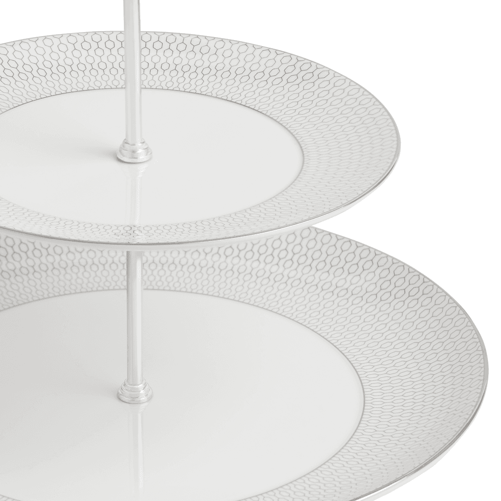 Gio Platinum 2 Tier Cake Stand, Platinum