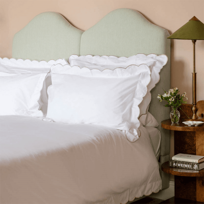 Annabelle Scalloped Pair of Standard Pillowcases, Dusky Pink