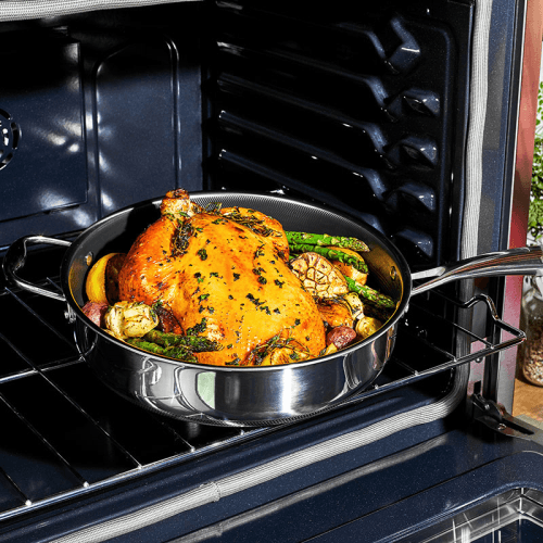 Image showing the Hybrid Deep Saute Pan with Lid, 4.3L, Steel product.