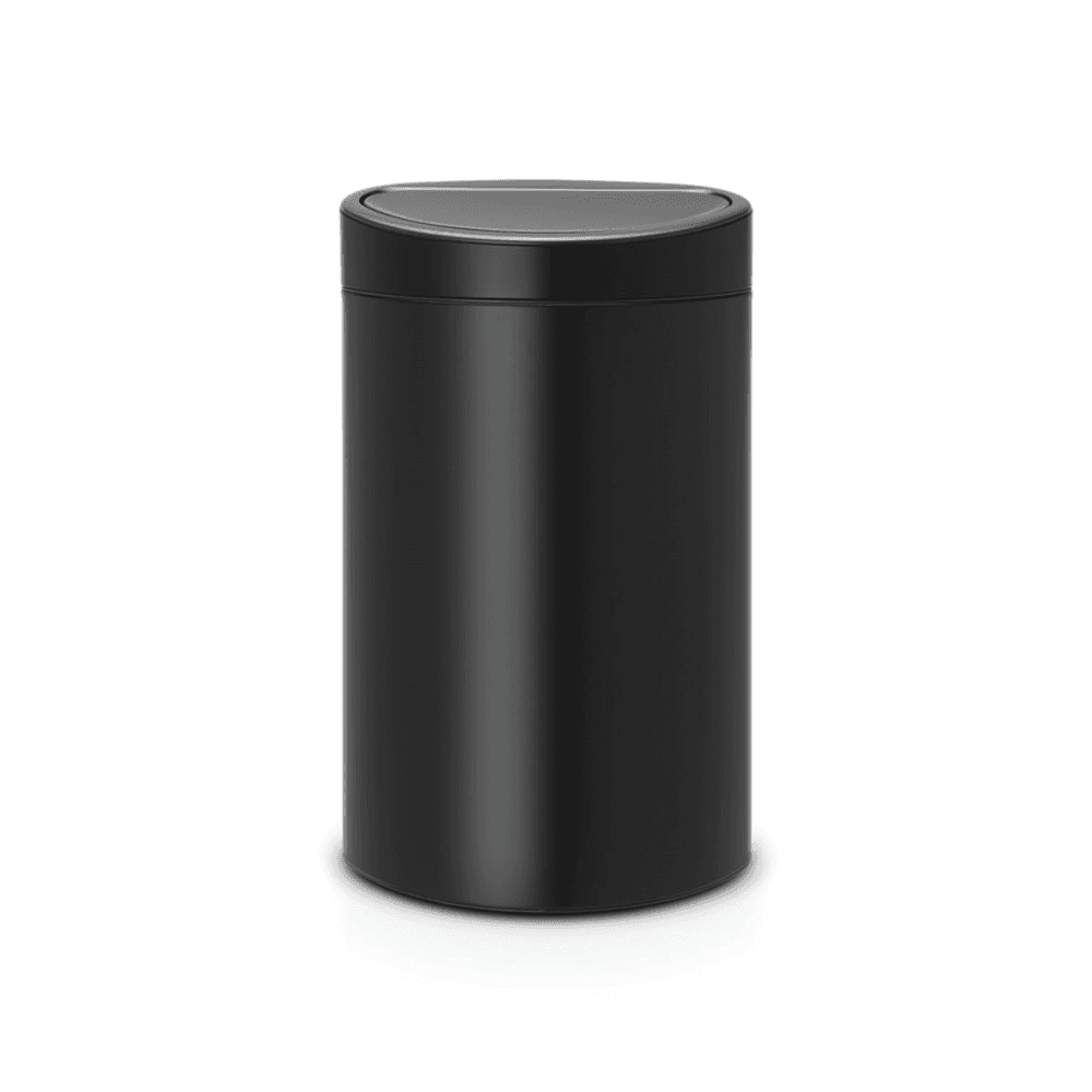 Plastic bucket touch bin, 40 litre, Matt Black