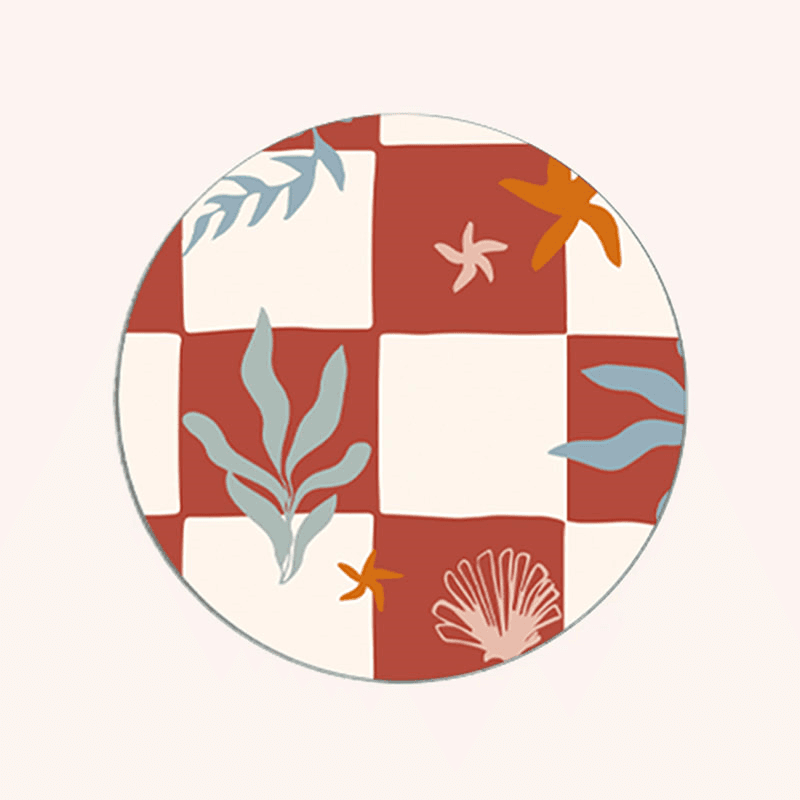 Nautical Checks Set of 6 Coasters, D10cm, Red & Blue