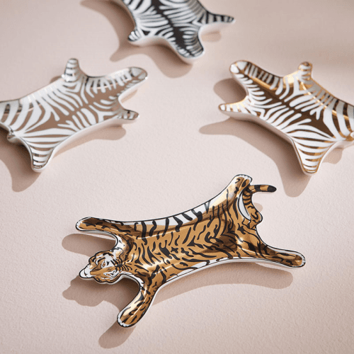 Image showing the Tiger Stacking Tray, 18 x 12cm, Gold product.