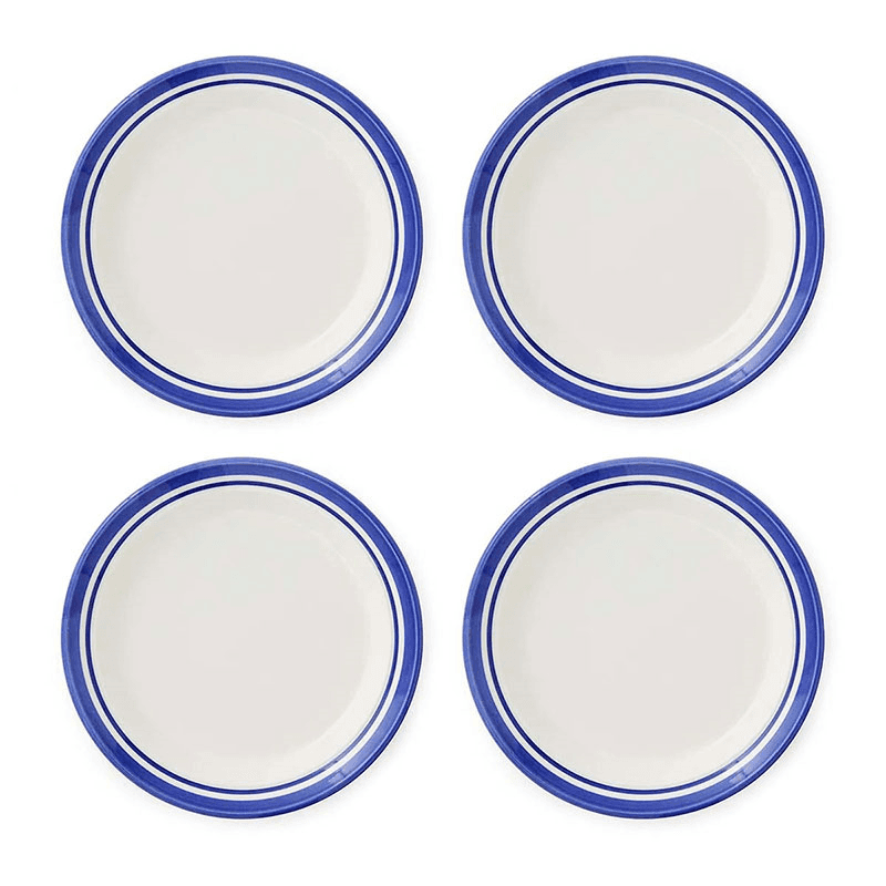 Potter's Stripe Set of 4 Salad Pates, D21.5cm, Blue