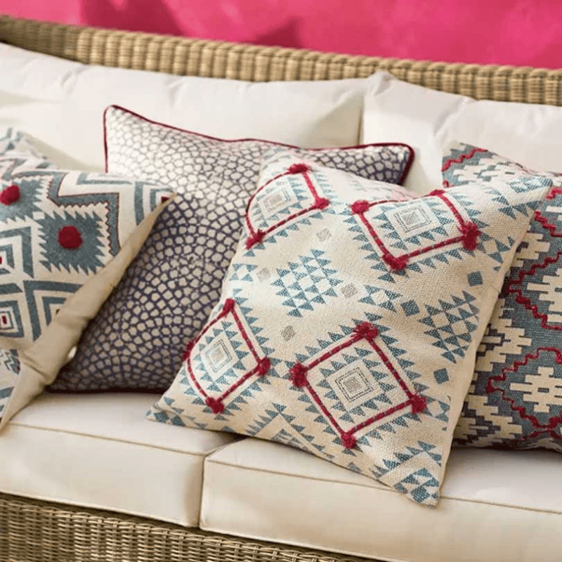 Yocha Cushion cover, 51 x 51cm, Blue/Red