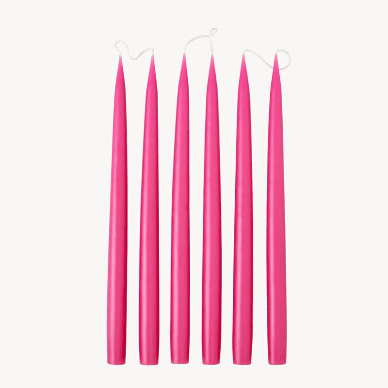 Set of 6 Tapered Dinner Candles, H35cm, Light cherry