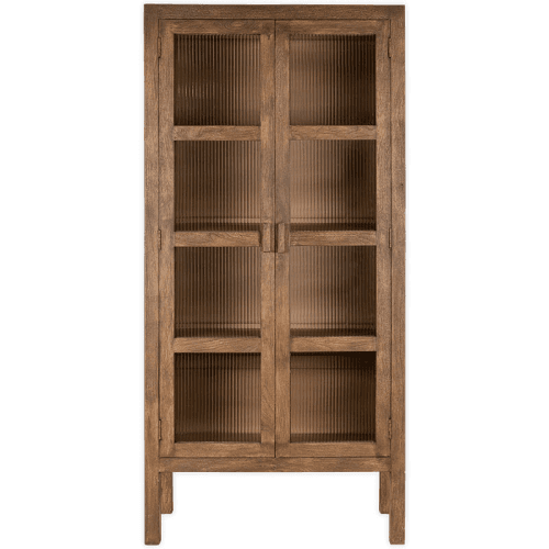 Image showing the Mendani Mango Wood & Fluted Glass Cabinet, Walnut product.