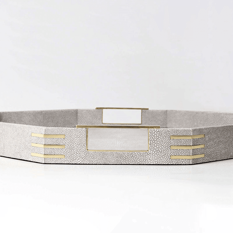 Christie Octagonal Serving Tray, D50cm, Barley Shagreen