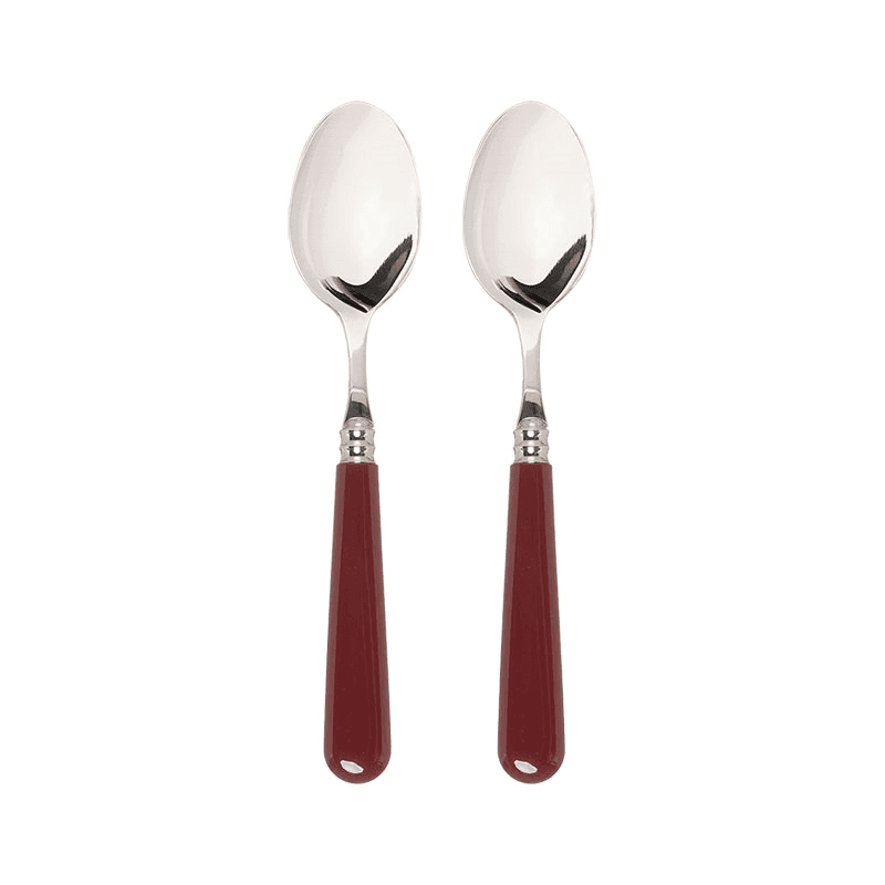 Set of 2 Teaspoons, Burgundy