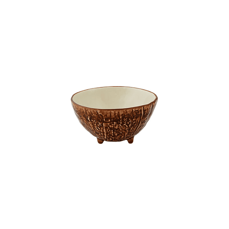 Tropical Fruits Coconut Bowl, D14cm, Brown/White