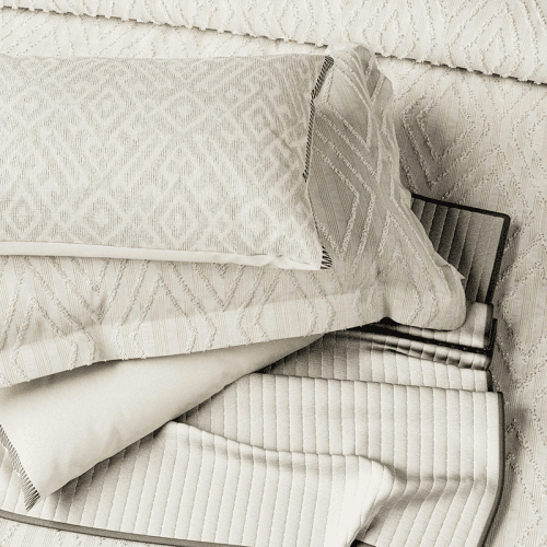 Image showing the Emani Clipped Oxford Pillowcase, Chalk product.