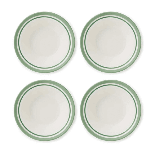 Image showing the Potter's Stripe Set of 4 Oatmeal Bowls, D16.5cm, Green product.