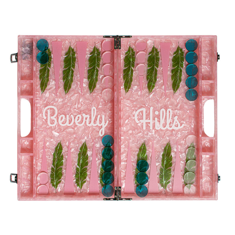 Beverly Hills Backgammon Board, L45 x W38cm, Pink
