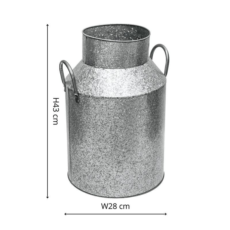Galvanised Milk Churn, H43cm x D33cm, Silver