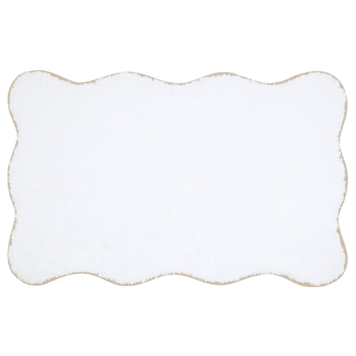 Image showing the Scalloped Piped Bath Mat, 80 x 50cm, Taupe product.