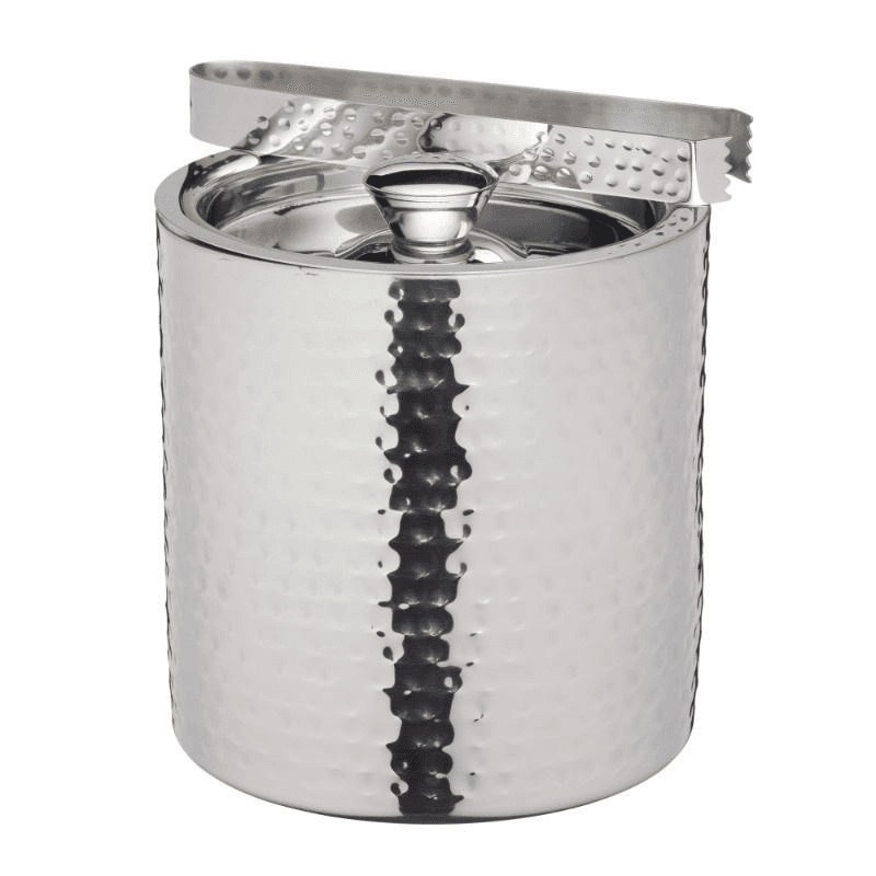 Ice bucket with lid and tongs, 1.5 litre, hammered metal