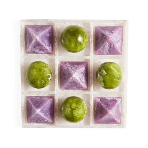 Image showing the Mustique Tic Tac Toe Set, 27 x 27cm, Green & Lavender product.