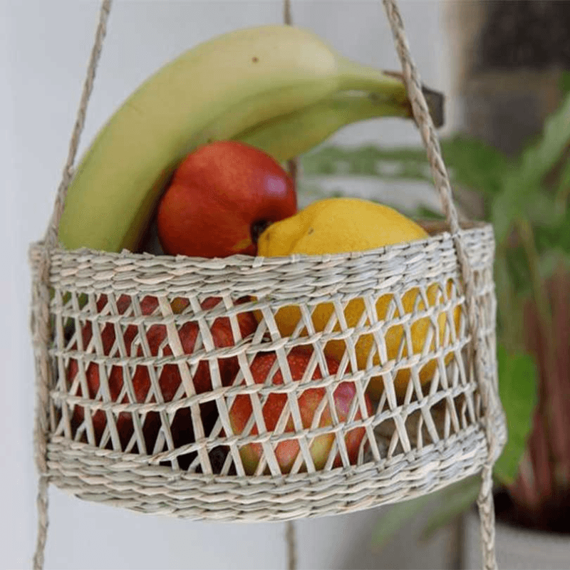Natural Elements Seagrass Hanging Planter, Cream