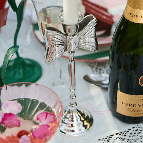Image showing the Lady Bow Candle Holder, H22cm, Silver product.