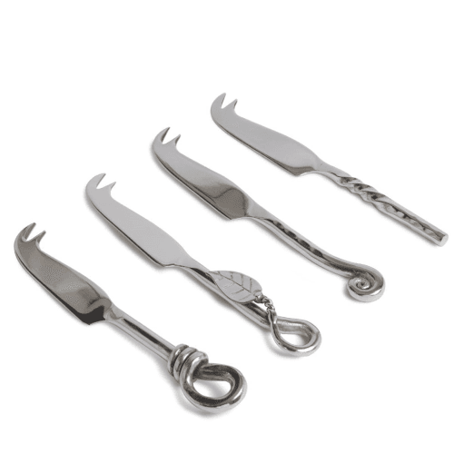 Image showing the Mixed Designs Set of 4 mini cheese knives, 11cm, Stainless Steel product.