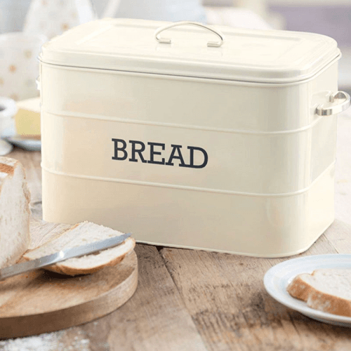 Image showing the Living Nostalgia Bread bin, 34 x 21.5 x 25cm, Cream Enamelled Steel product.