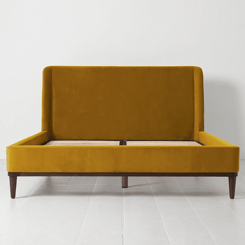 Bed 02 Velvet King Size Frame, Mustard
