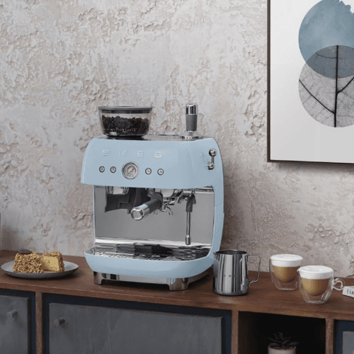 Image showing the Espresso Coffee Machine with Grinder, Pastel Blue product.