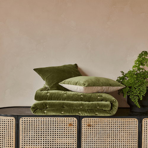 Image showing the Jaipur Bedspread, 220 x 200cm, Olive Green product.