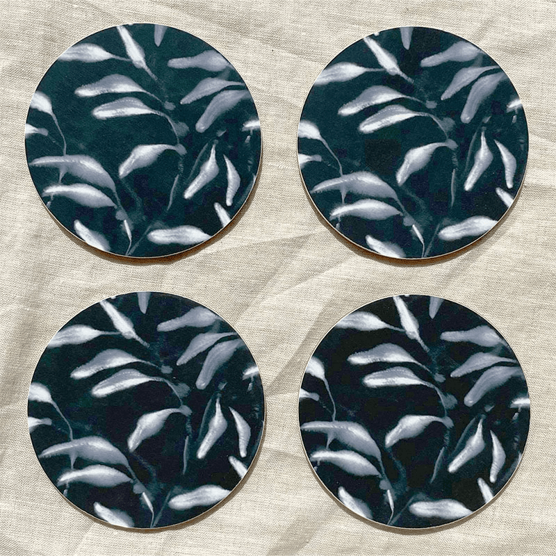 Amongst Set of 4 Coasters, D10cm, Black Navy