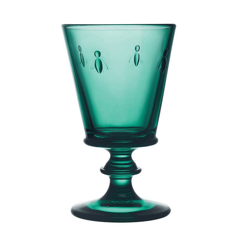 Bee Set of 6 Wine Glasses, 240ml, Emerald Green
