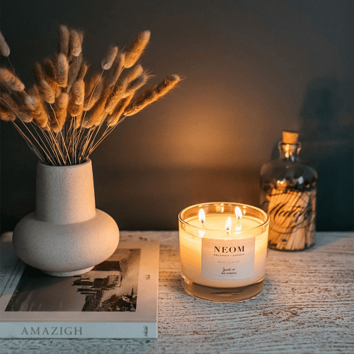 Image showing the Scent to De-Stress 3 wick scented candle, White product.