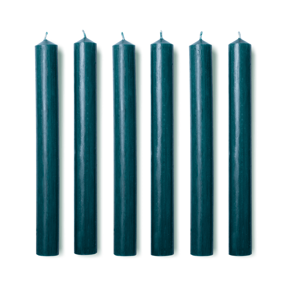 Juniper Set of 6 Dinner Candles, H20cm, Dark Green