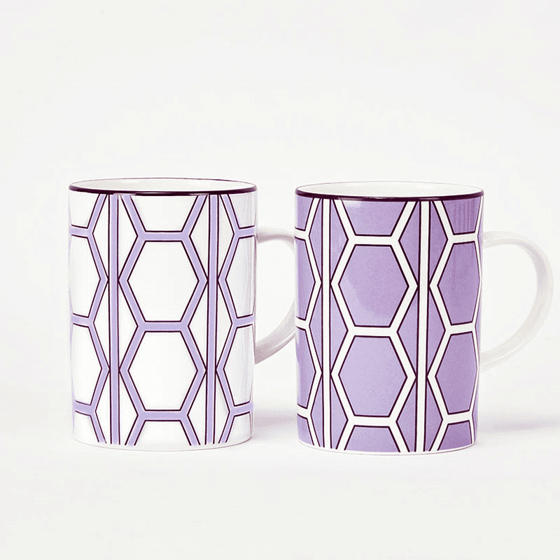Hex & Hoop Set of 4 Mugs, 350ml, Violet