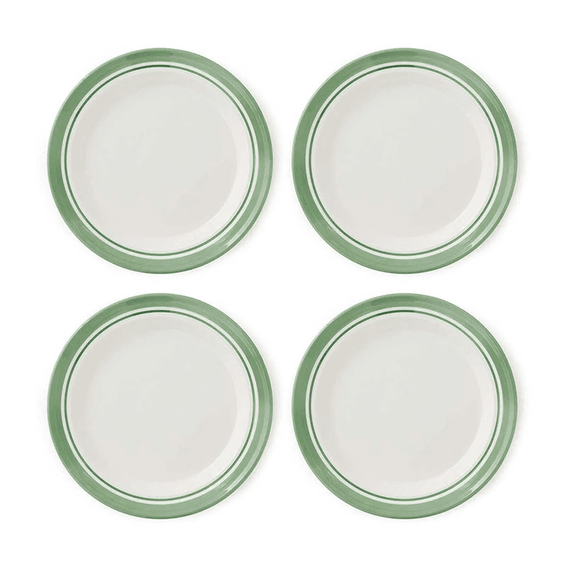 Potter's Stripe Set of 4 Dinner Plates, D26cm, Green
