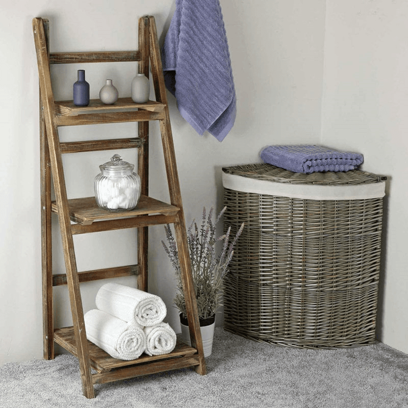 Willow Corner Laundry Basket, Ant. Wash, h.60cm