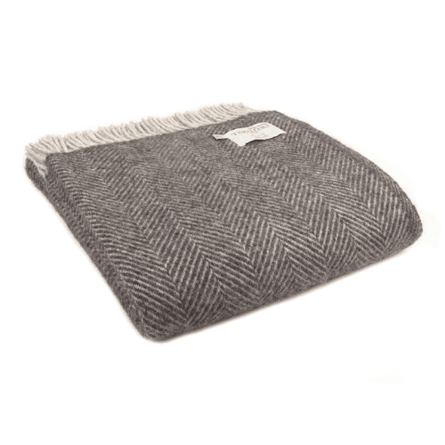 Image showing the Herringbone Throw, 150 x 183cm, Charcoal & Silver product.