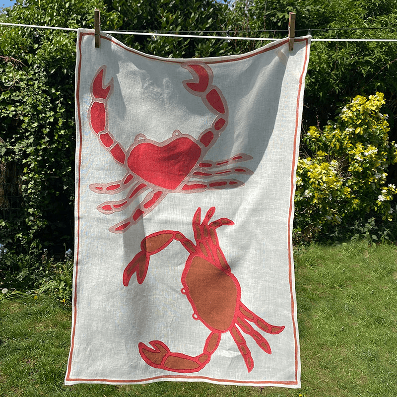 Crab Tea Towel, 50 x 70cm, Red/Pink