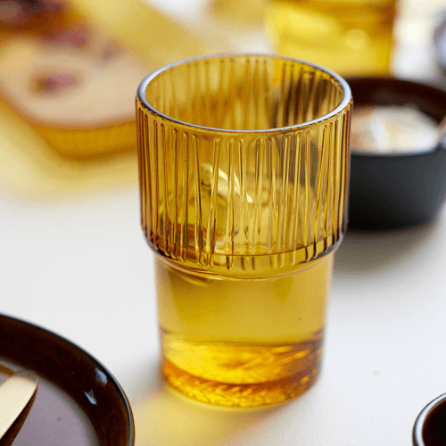 Image showing the Kusintha Set of 4 Cafe Glasses, 380ml, Amber product.